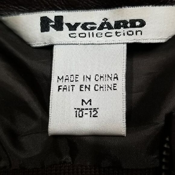 Nygard Collection Jacket Women's Size Medium Brown Leather Knit Full Front Zip - Picture 4 of 6